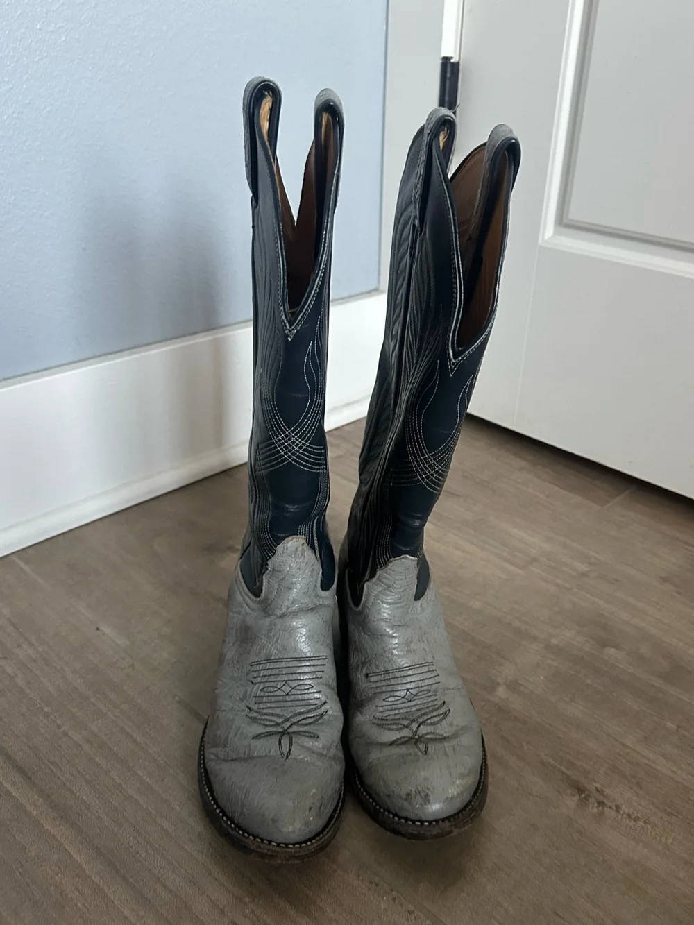 Tony Lama Vintage Two Tone Exotic Antelope Leather Cowboy Boots